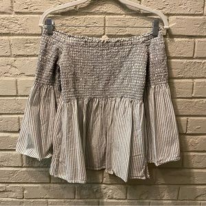 Loft Off The Shoulder striped top